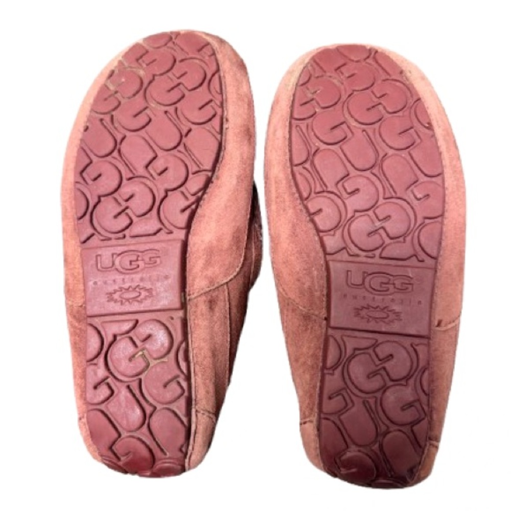 UGG Ansley Slippers Women’s 8 Dusty Rose Mauve Suede Shearling Moccasin - Picture 2 of 5